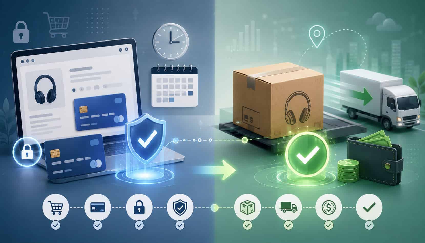Authorization vs. capture preorder payment workflow illustration